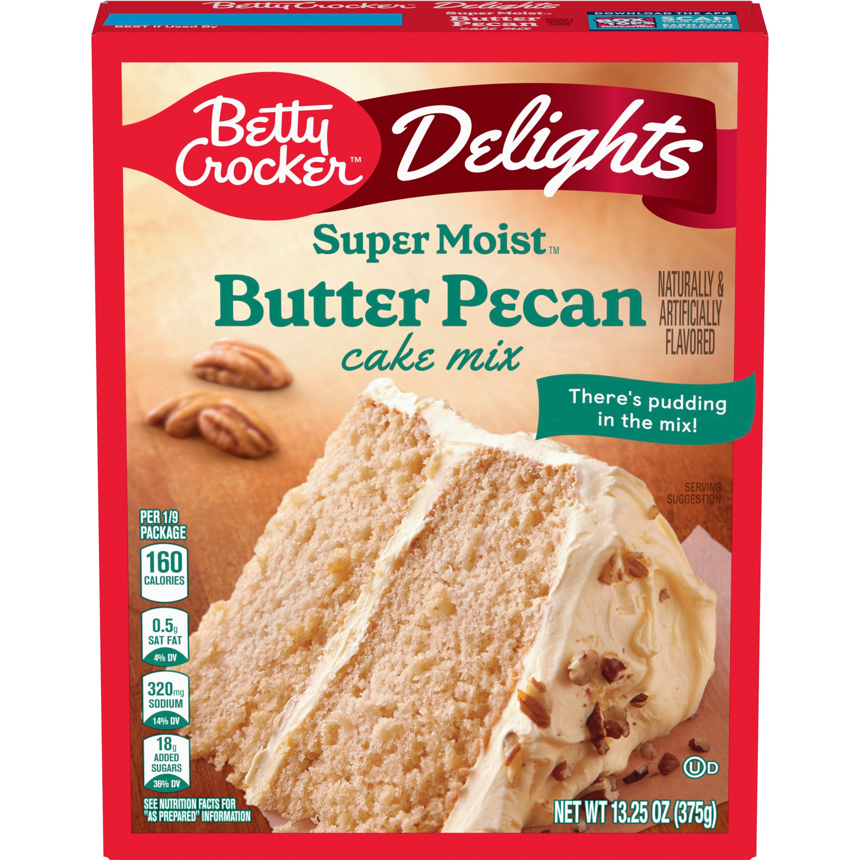 Betty Crocker Delights Super Moist Butter Pecan Cake Mix, 13.25 oz. - Front