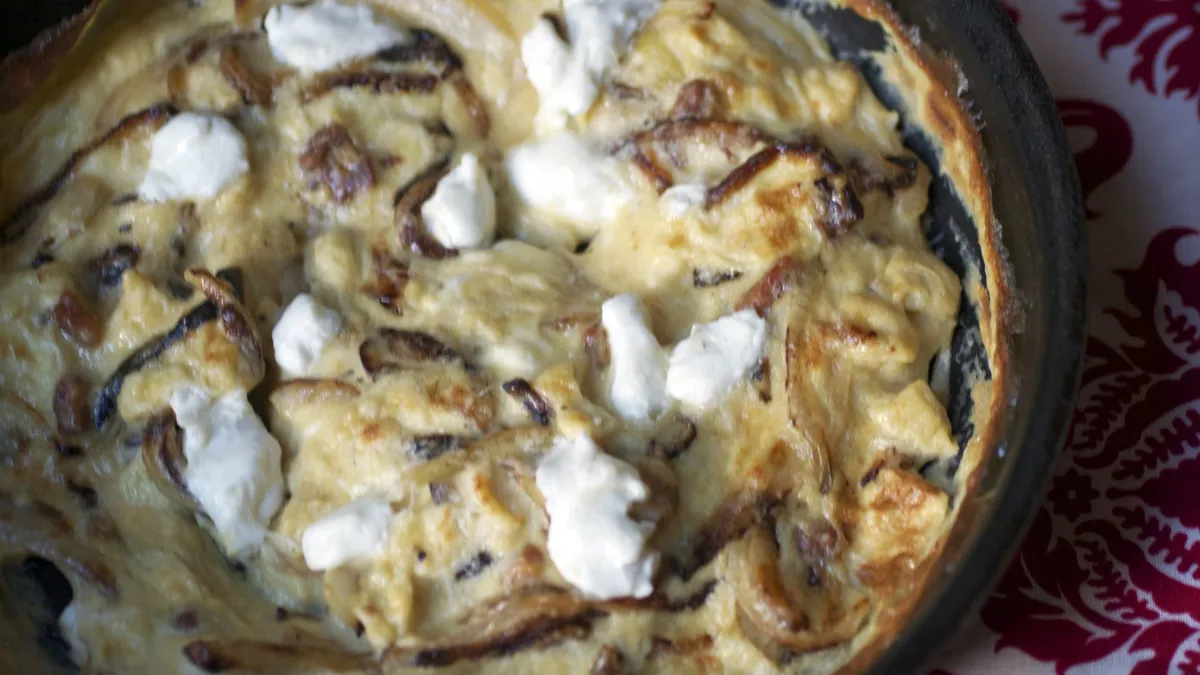 Caramelized Onion, Pancetta and Goat Cheese Frittata