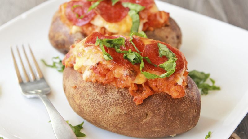Sneaky Pizza Baked Potatoes