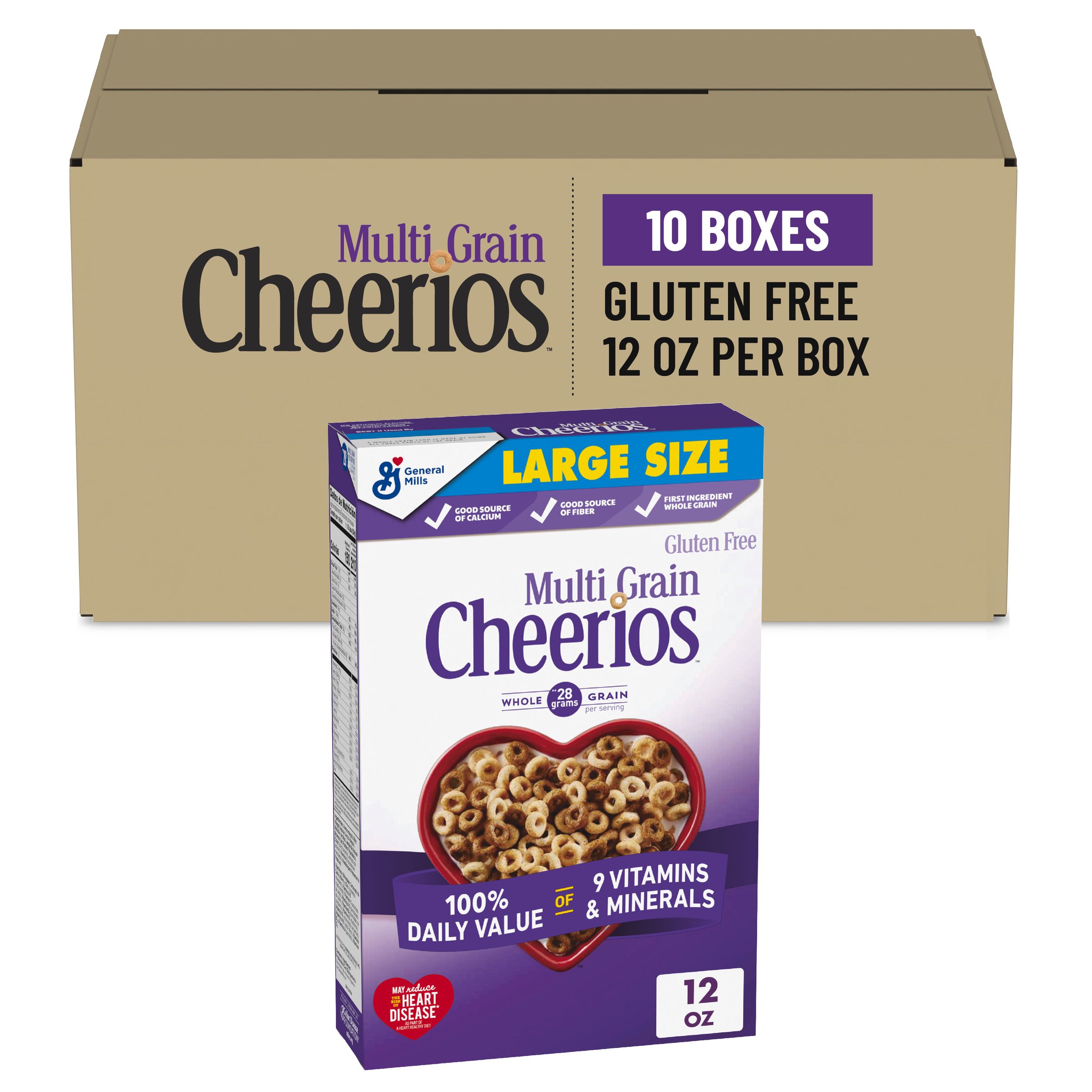  Case Optimized Hero Multi Grain Cheerios Cereal Box Large Size (10 ct) 12 oz