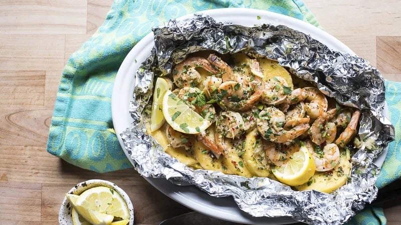 Garlic Butter and Shrimp Foil Packs