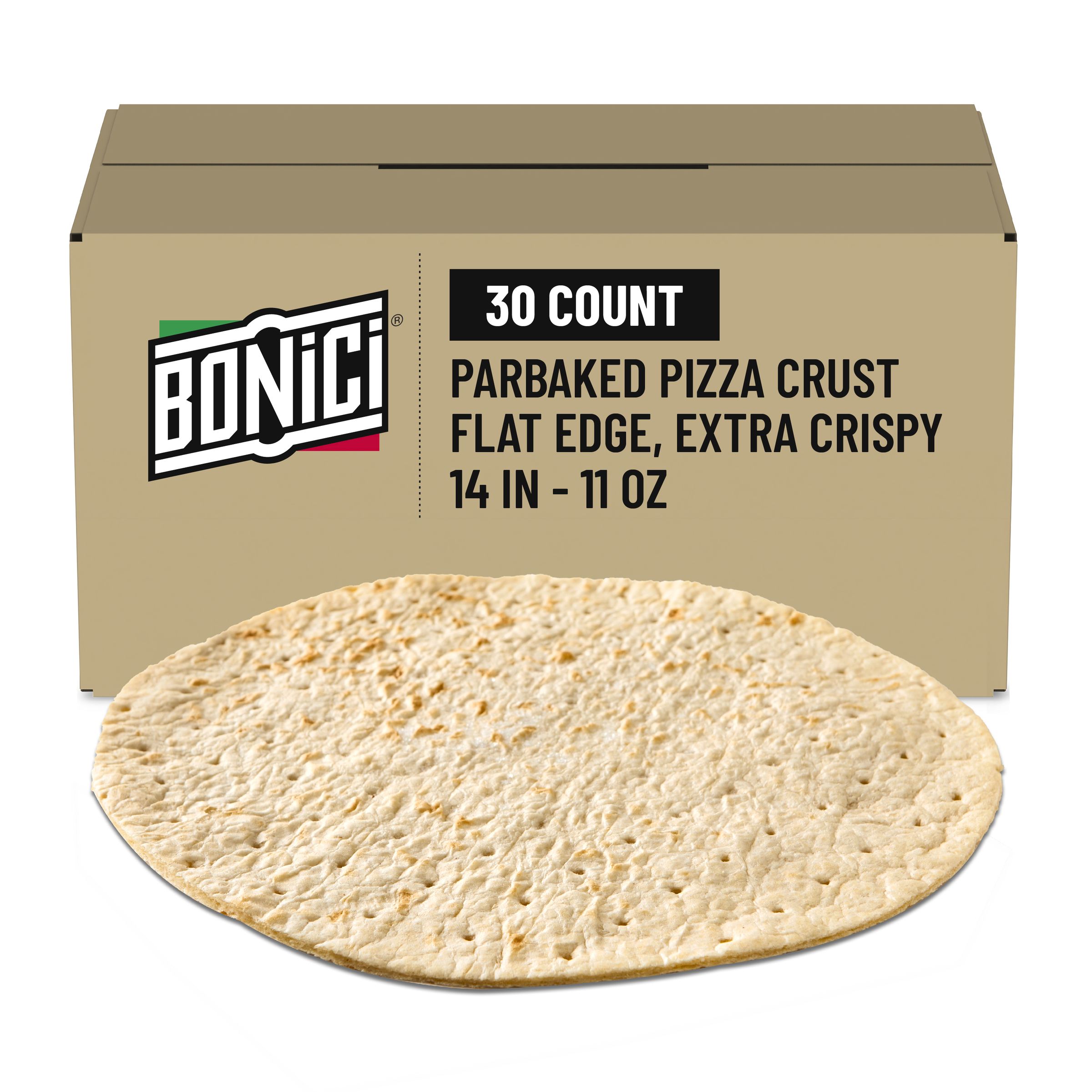  Case Optimized Hero BONICI® Frozen Parbaked Pizza Crust Flat Edge Extra Crispy 14 in 30/11 OZ