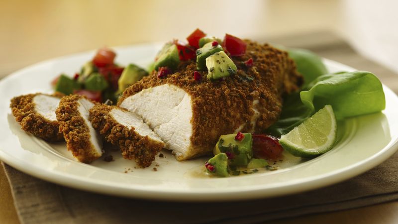 Lime Cumin Crusted Chicken with Avocado Salsa