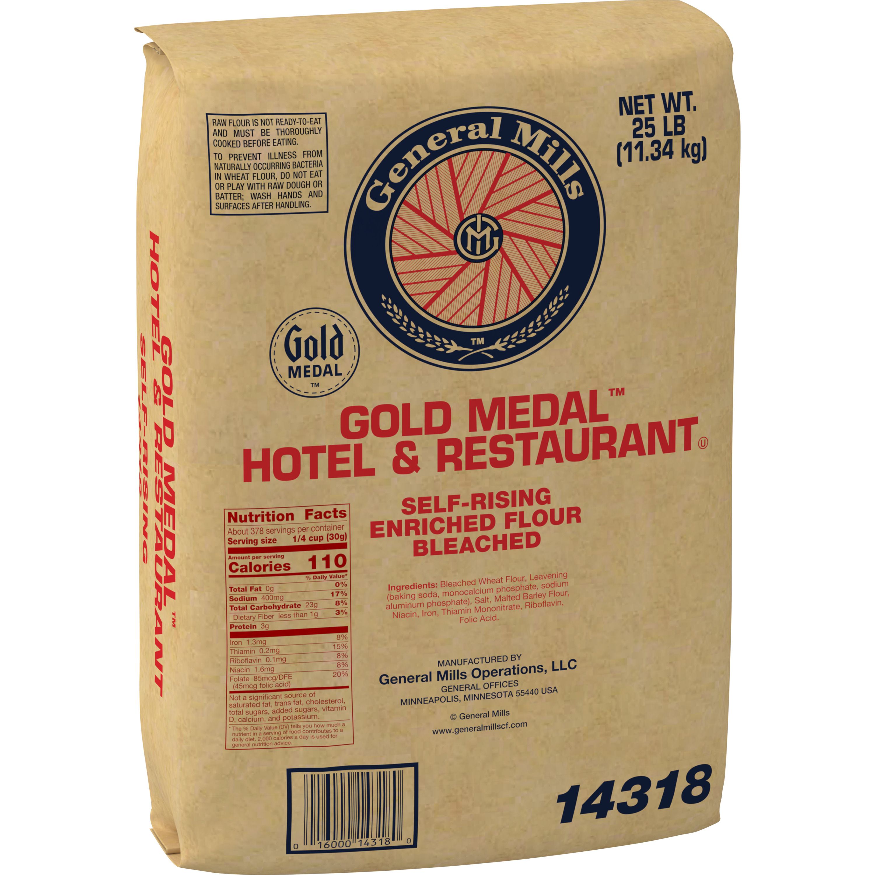 Case - Left Front 3D Gold Medal(TM) Hotel & Restaurant(TM) Flour Self-Rising Enriched Bleached 25 lb Bag Bundle