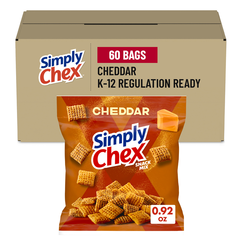 Simply Chex Snack Mix Single Serve Pouch Whole Grain-Rich Cheddar