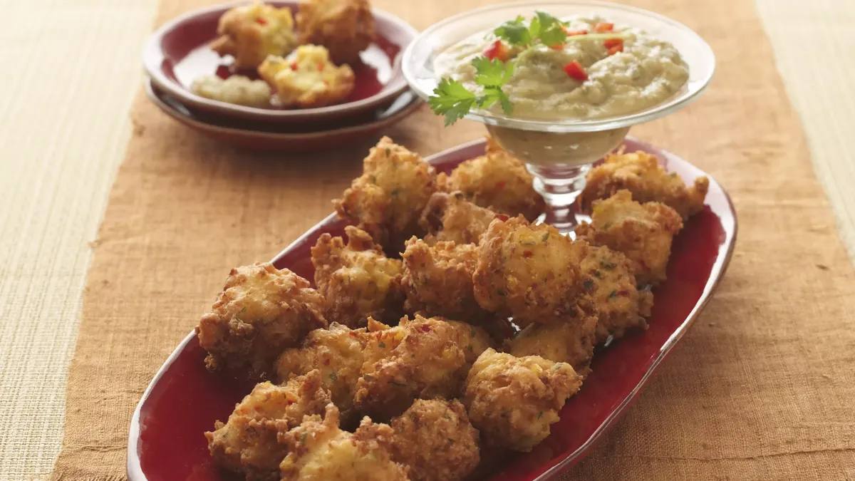 Corn Fritters with Pineapple-Jalapeño Sauce