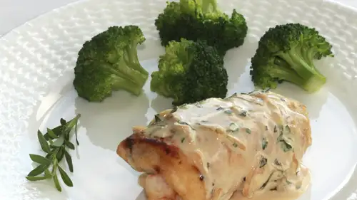 Shrimp-Filled Chicken Breasts in Champagne Sauce