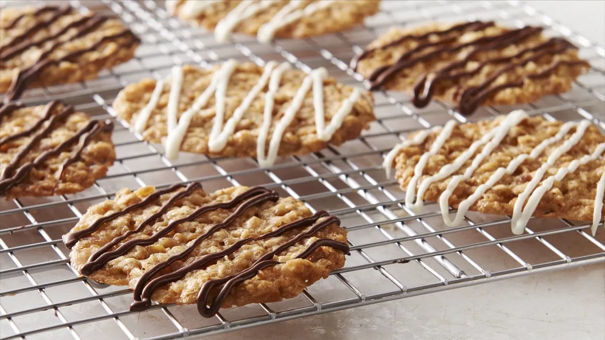 Chocolate Drizzled Oatmeal Lace Cookies