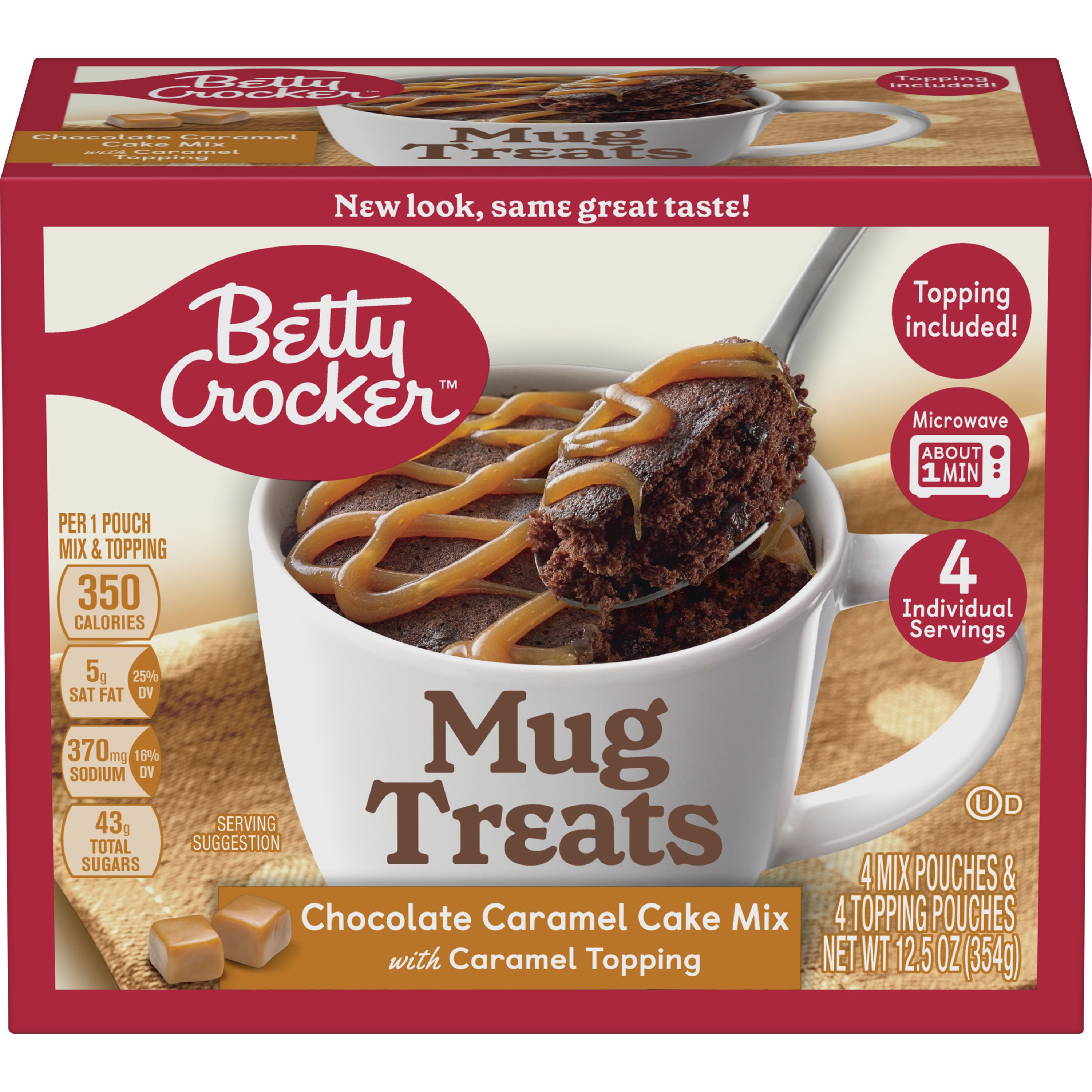 Betty Crocker™ Chocolate Caramel Cake Mix Mug Treats with Caramel Topping - Front