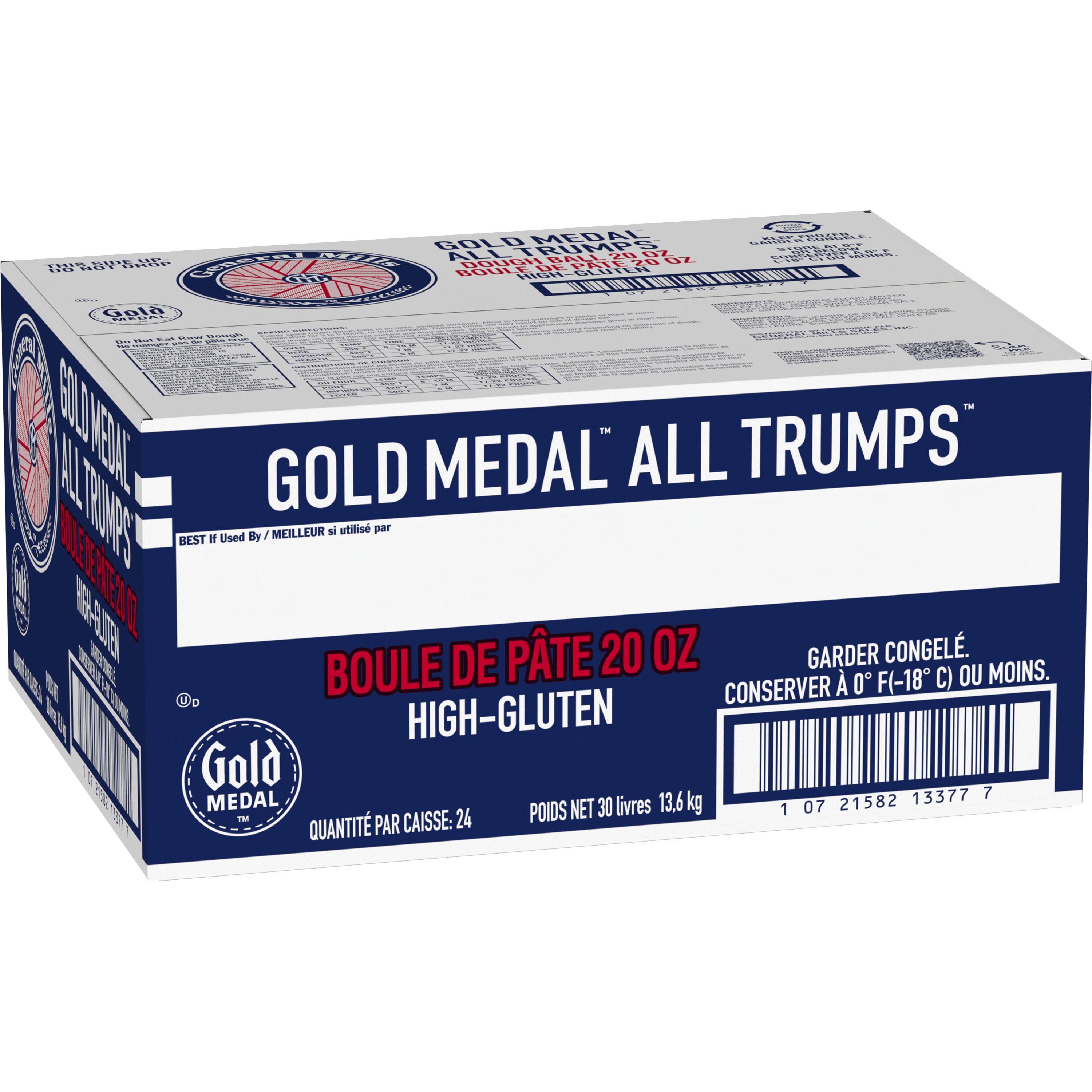 Case - Left Front 3D Gold Medal All Trumps Frozen Pizza Dough Ball 24/20 OZ