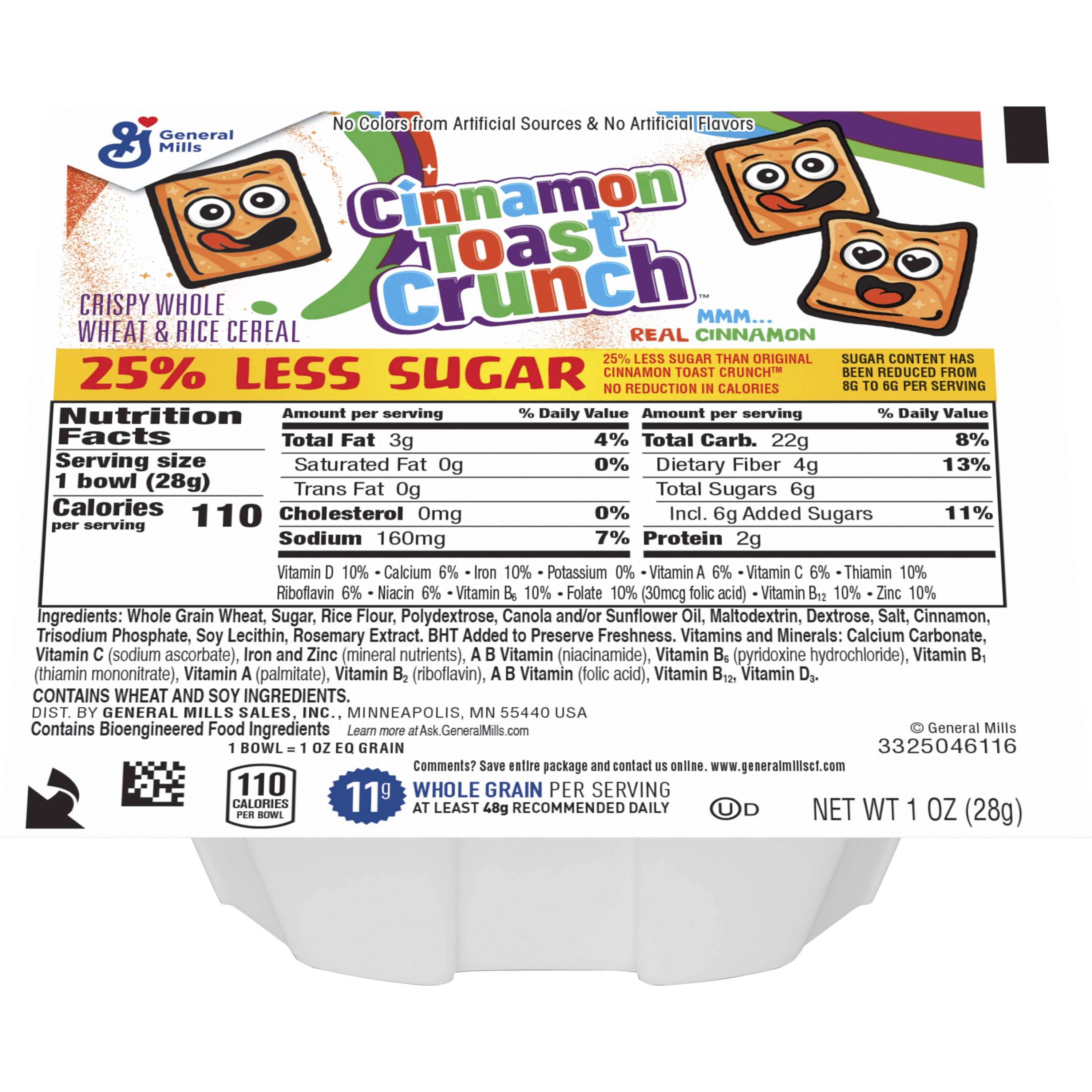 Front - 3D Cinnamon Toast Crunch(TM) Cereal 25% Less Sugar Single Serve Bowlpak 1 oz