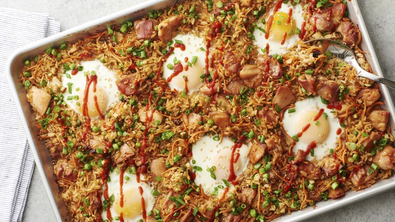 15-Minute Sheet Pan Fried Rice (with Chicken!) - Averie Cooks