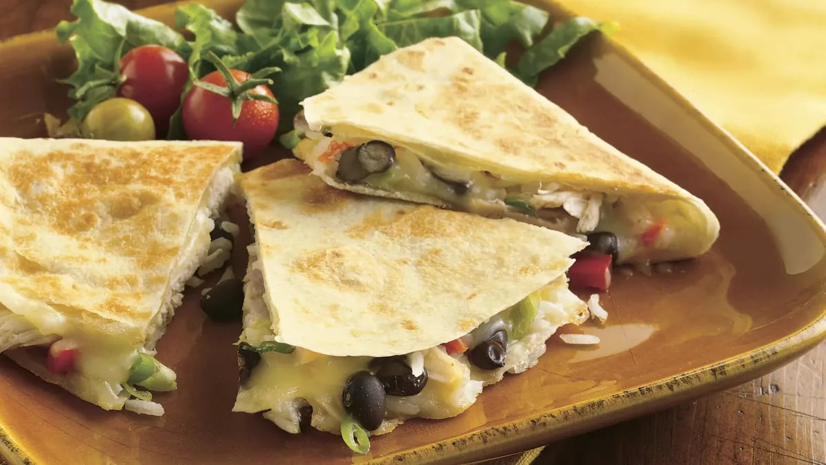 Cheesy Chicken and Bean Quesadillas