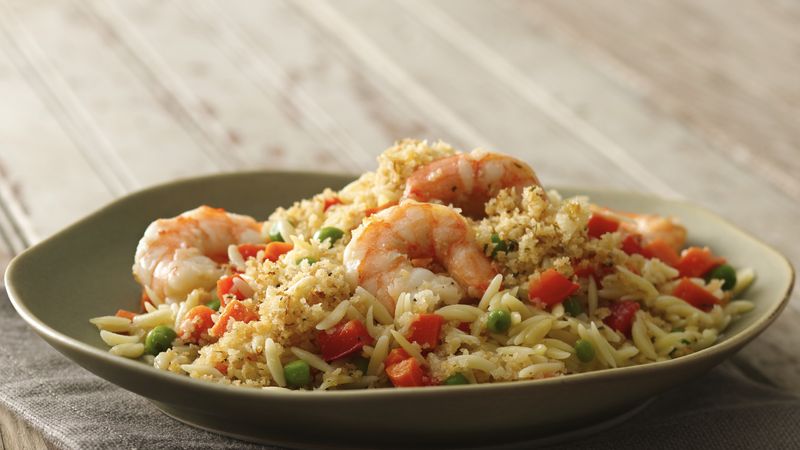 Lemon and Herb-Crusted Orzo and Shrimp