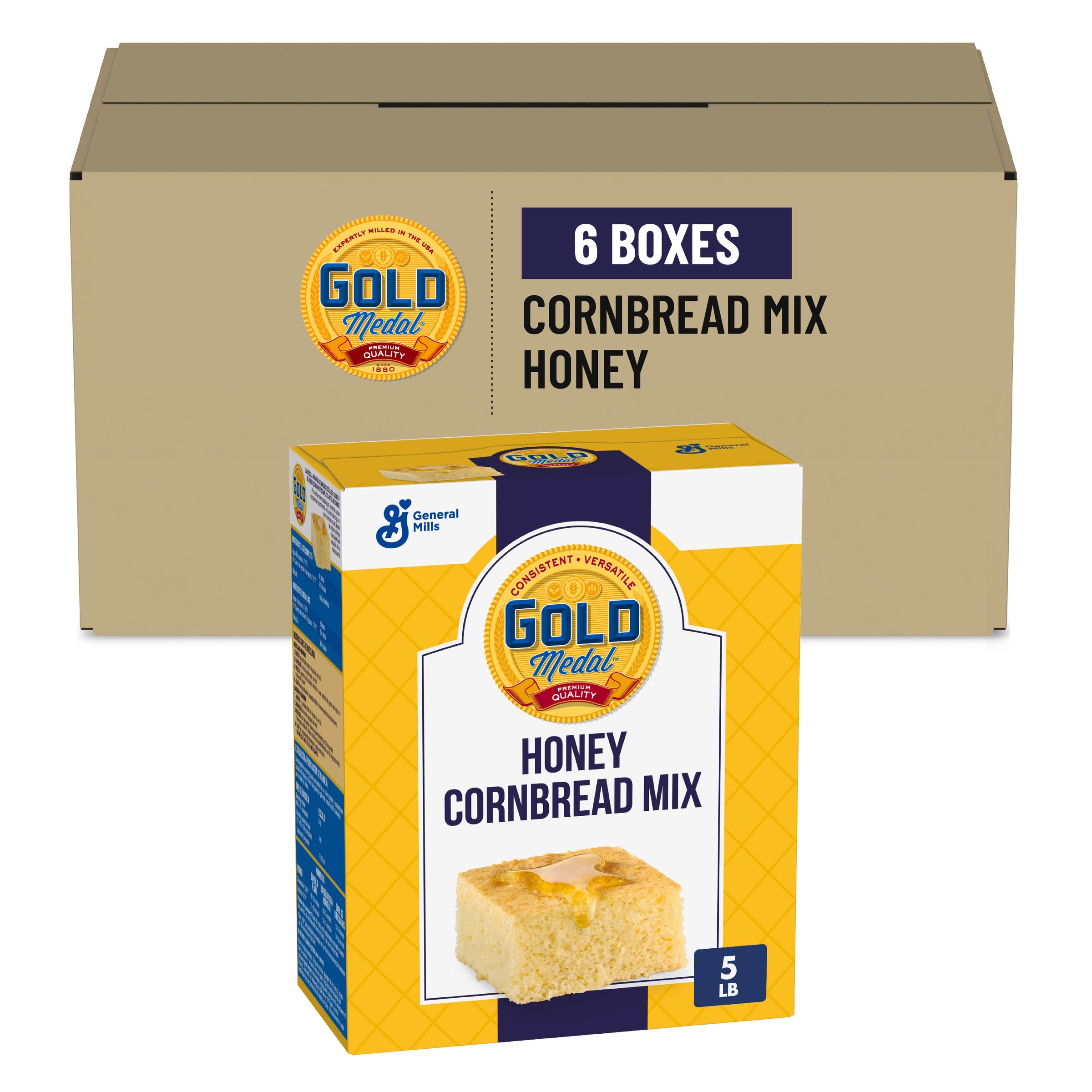  Case Optimized Hero Gold Medal Cornbread Mix Box Honey 6/5 LB