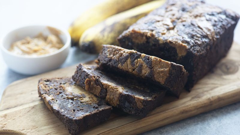 Peanut Butter-Brownie Mix Banana Bread