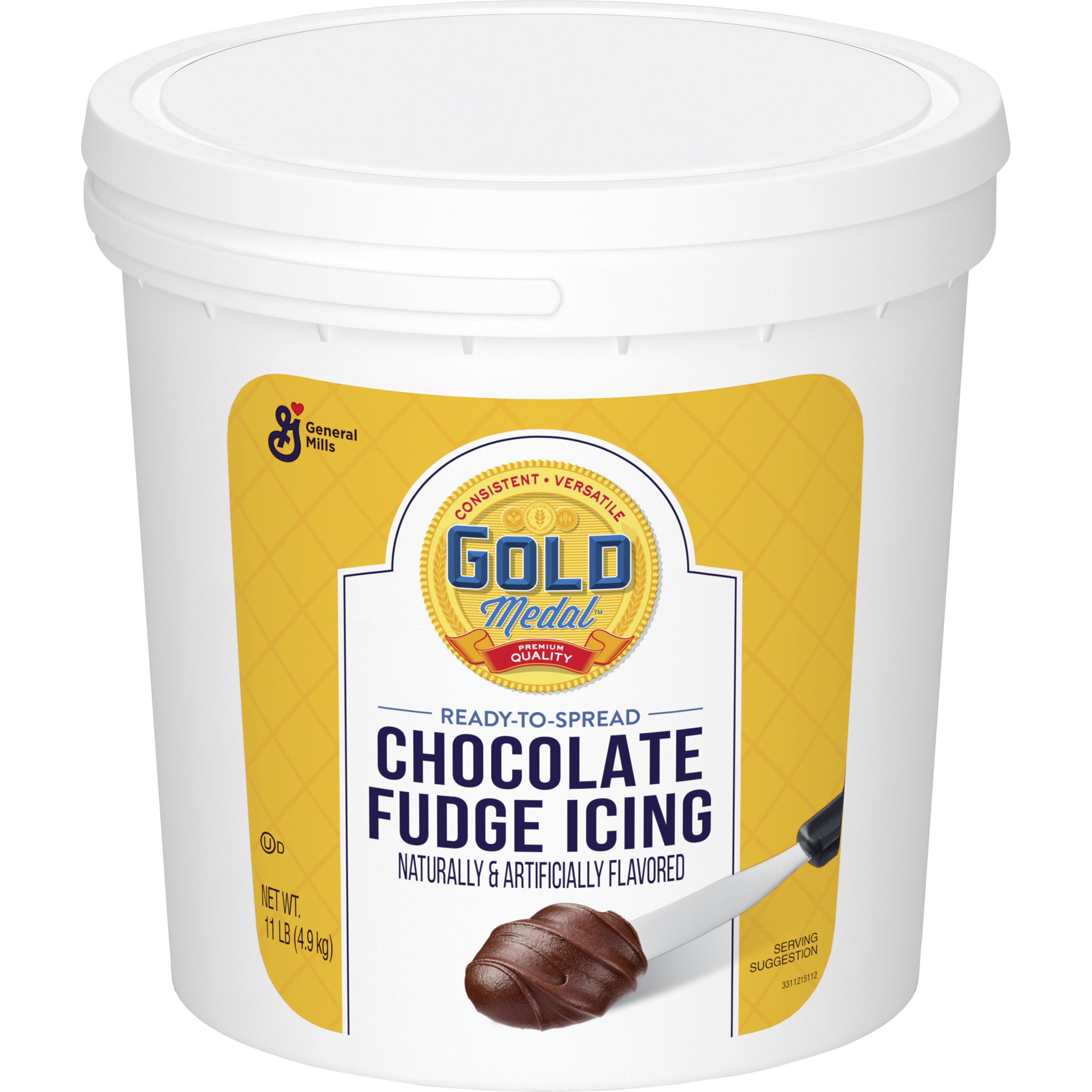 Front - 3D Gold Medal Ready-to-Spread Icing Bulk Tub Chocolate Fudge 2/11 LB