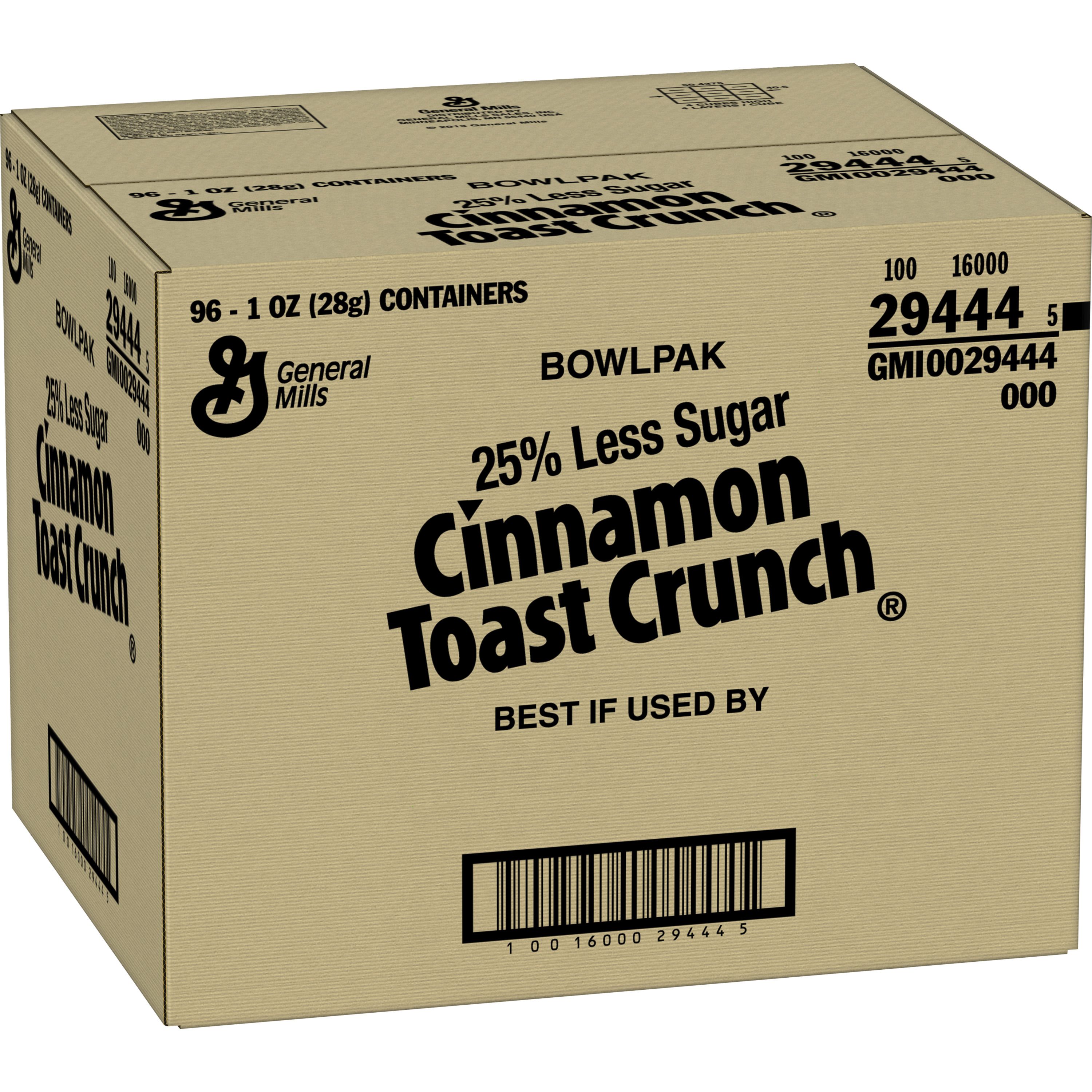 Case - Left Front 3D Cinnamon Toast Crunch(TM) Cereal 25% Less Sugar Single Serve Bowlpak 1 oz