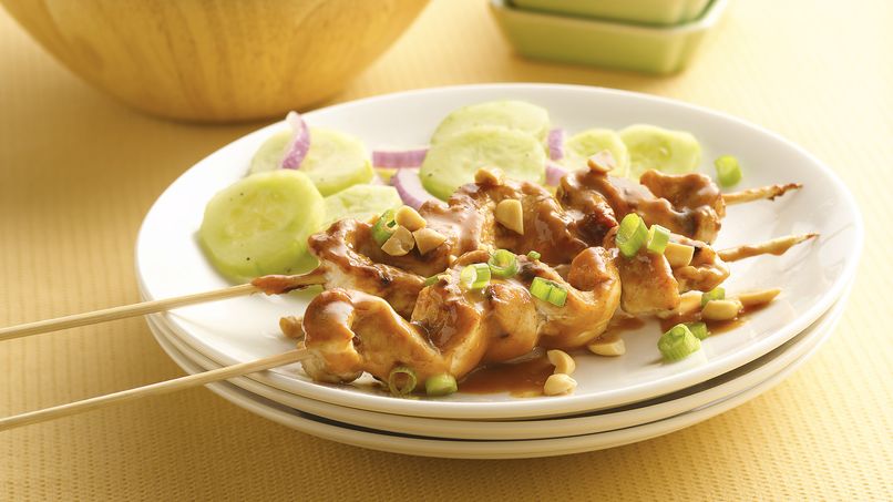 Grilled Chicken Satay with Cucumber Salad