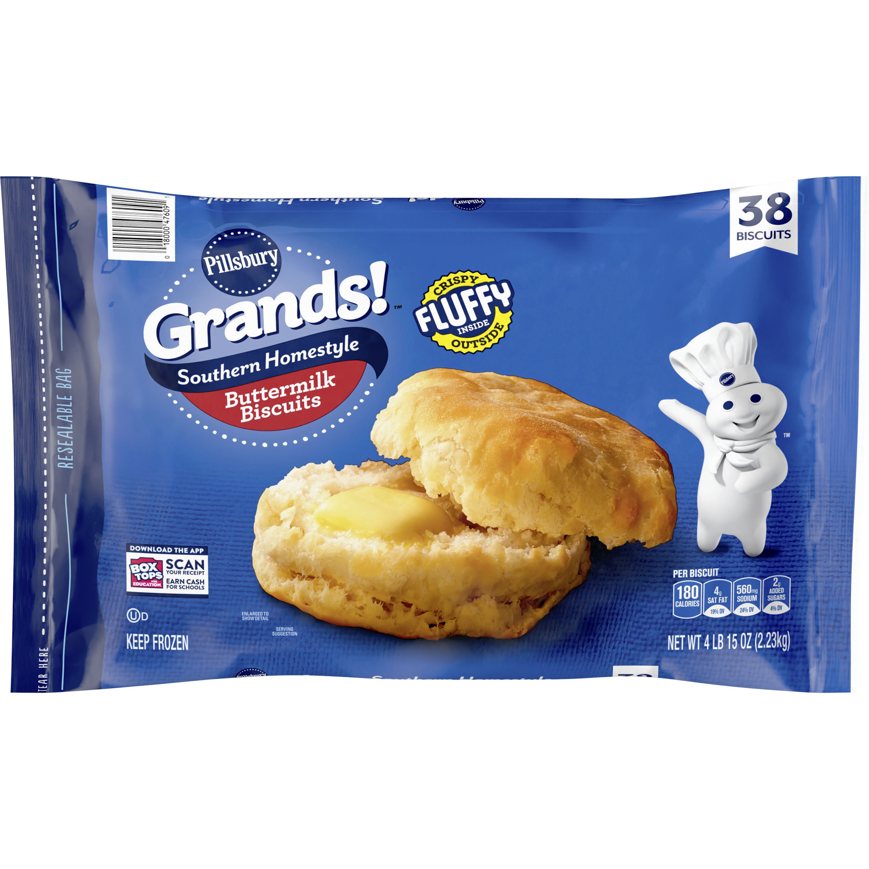 Pillsbury Grands! Southern Homestyle Frozen Biscuits, Buttermilk, 38 ct., 79 oz. - Front