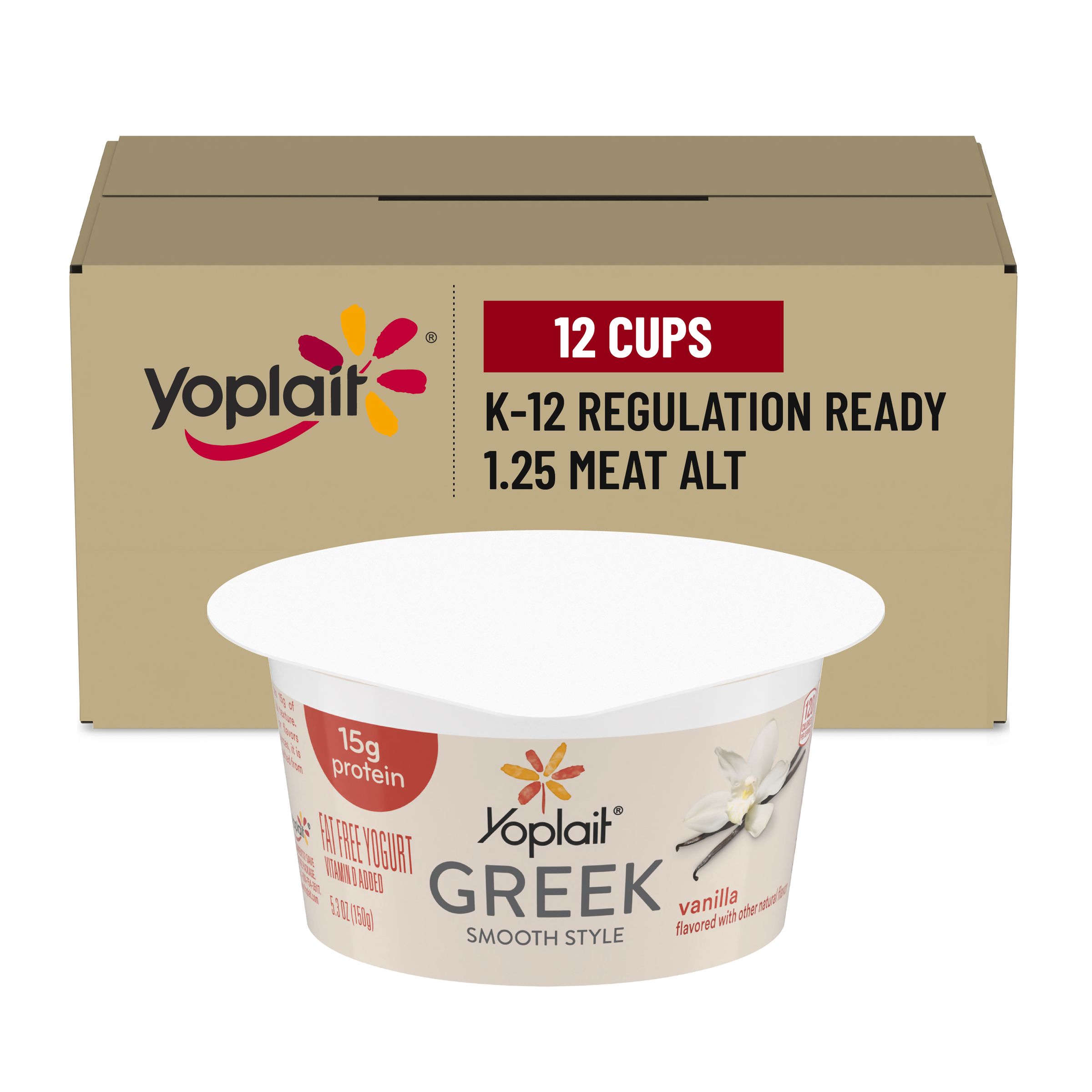  Case Optimized Hero Yoplait Gluten Free Greek Yogurt Single Serve Cup Vanilla 12/5.3 OZ