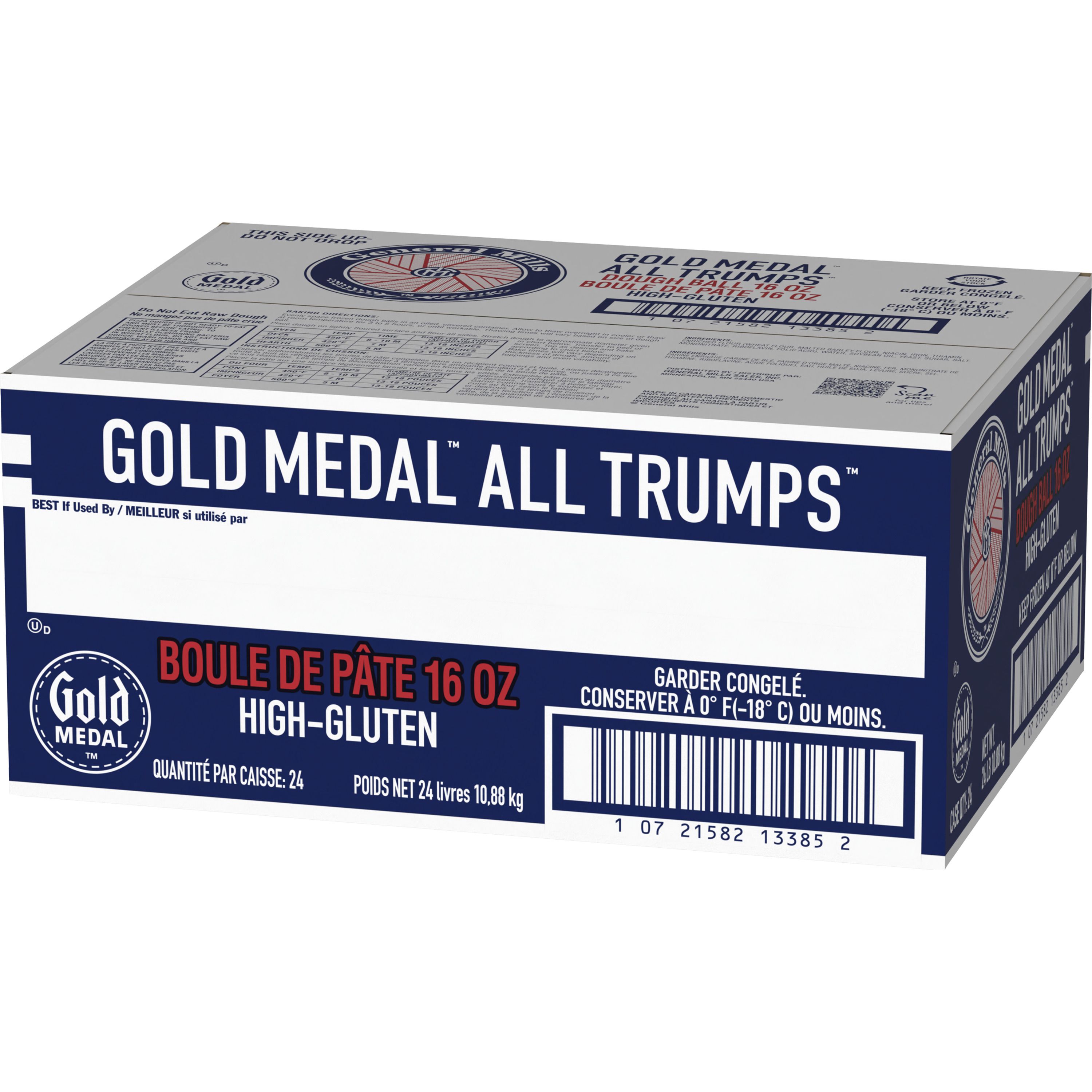Case - Right Front 3D Gold Medal All Trumps Frozen Pizza Dough Ball 24/16 OZ