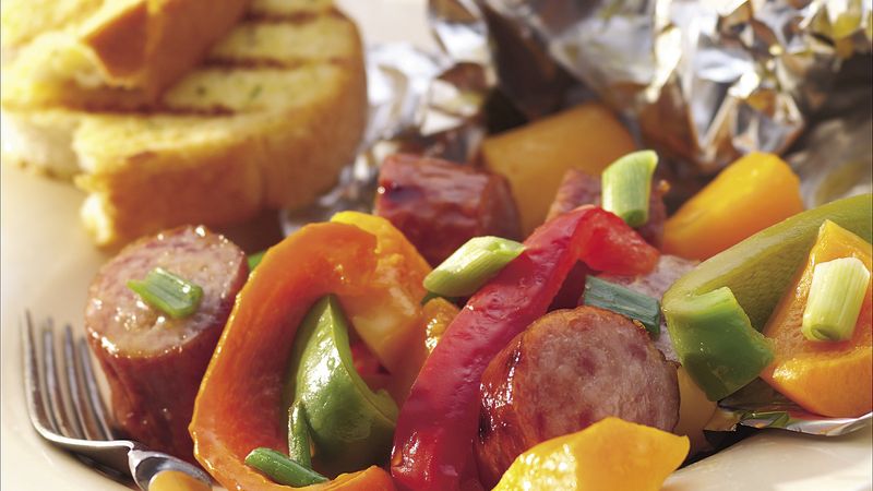 Grilled Maple Sausage and Butternut Squash Foil Packs