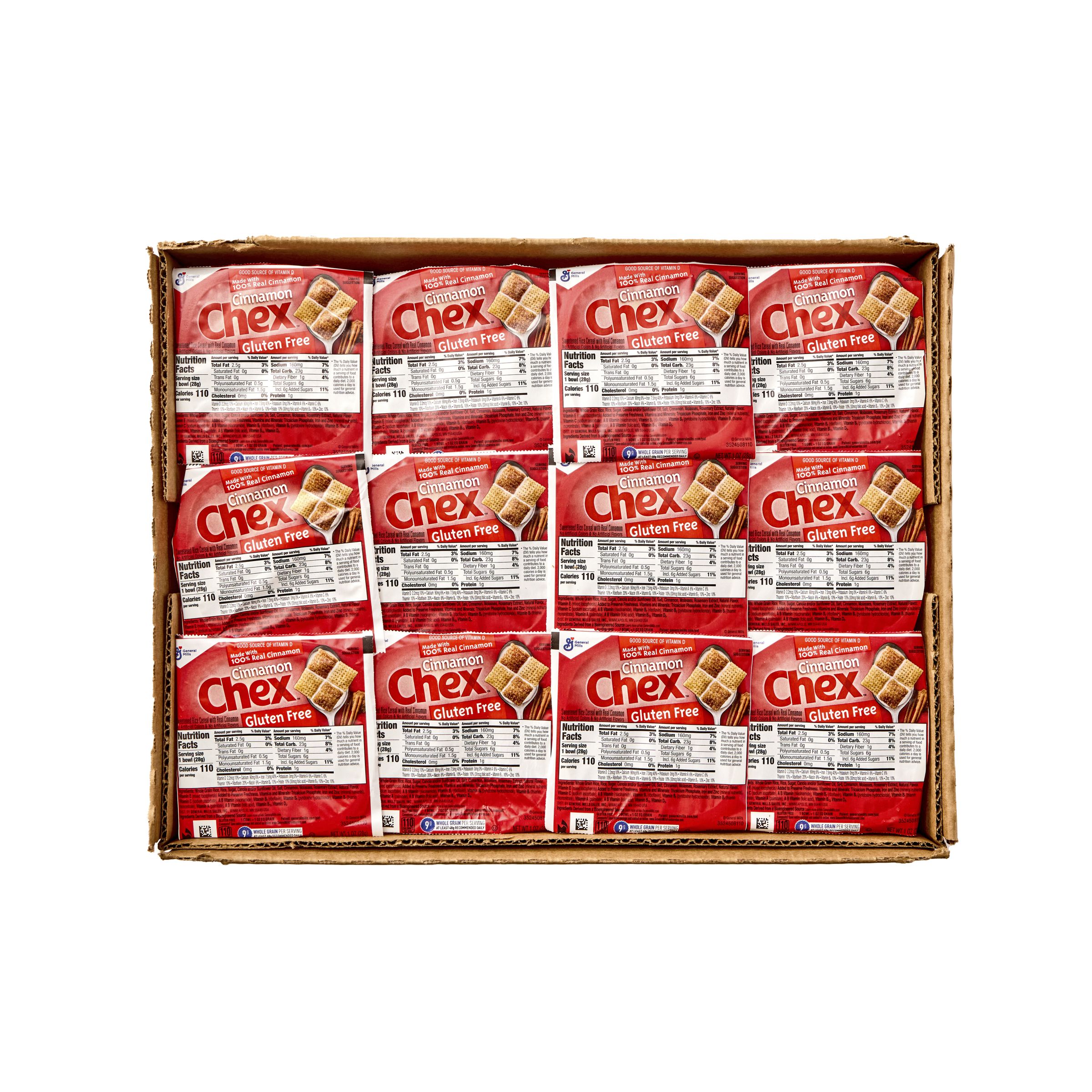  Open Case Cinnamon Chex Gluten Free Cereal Single Serve Bowlpak 96/1 OZ