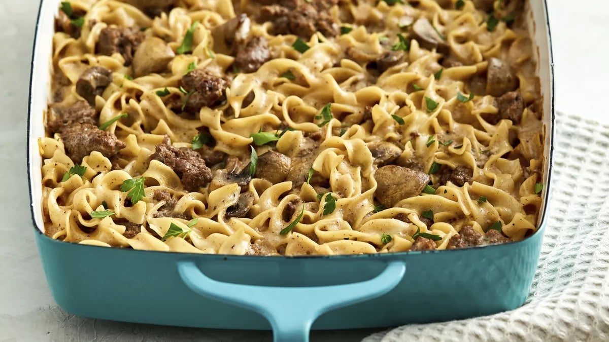 Hamburger Stroganoff Casserole