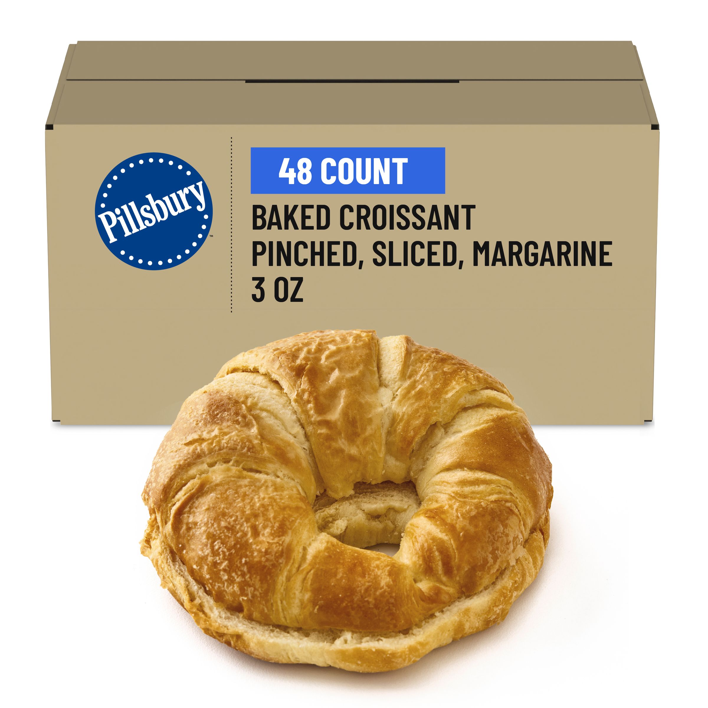  Case Optimized Hero Pillsbury Frozen Baked Croissant Bulk Pinched Sliced Margarine 48/3 OZ
