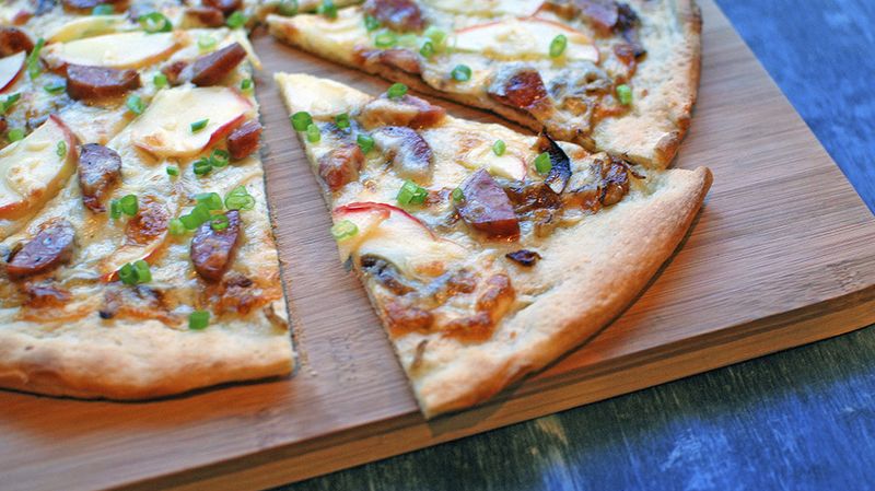 Apple and Chicken Sausage Pizza