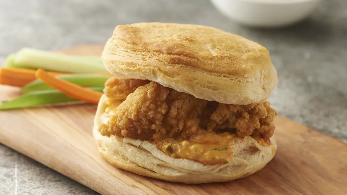 Pimiento Cheese and Chicken Breakfast Biscuit Sandwiches