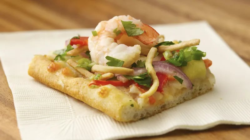 Tasty Thai Shrimp Flatbread Squares