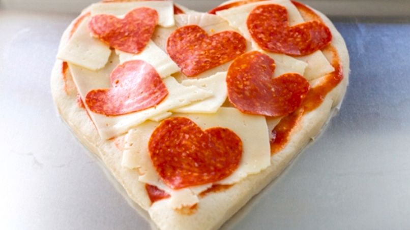Heart-Shaped Pepperoni Pizza
