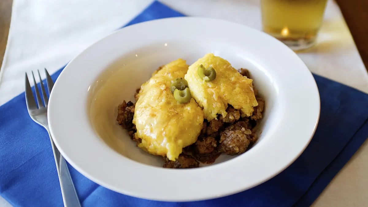 Pork Picadillo Tamale Pie