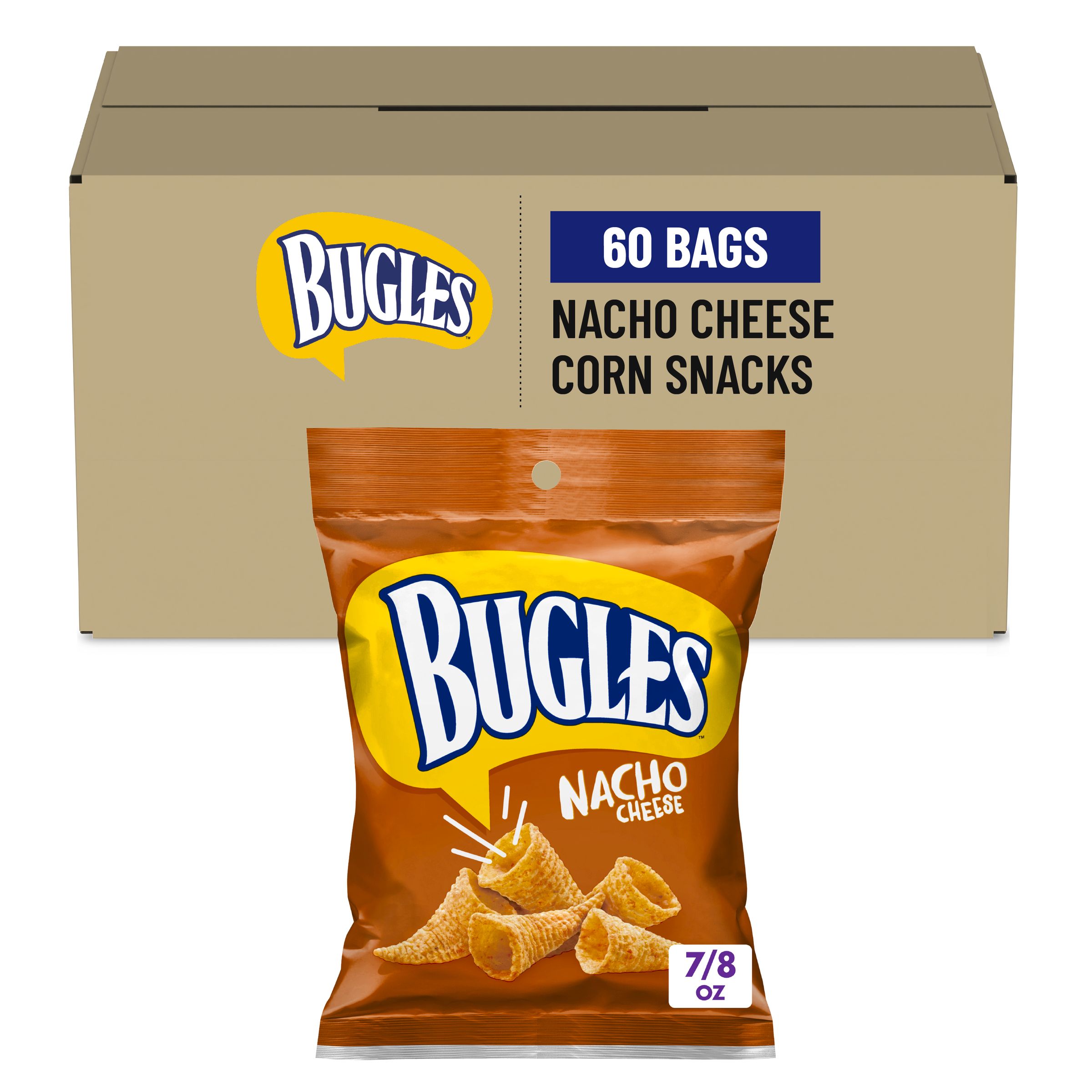  Case Optimized Hero Bugles Salty Snacks Single Serve Pouch Nacho Cheese 60/0.875 OZ