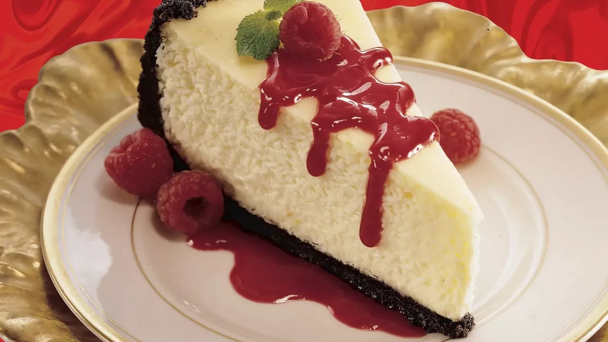 Orange Cheesecake with Raspberry Sauce