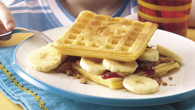 Peanut Butter and Banana Waffle-wiches