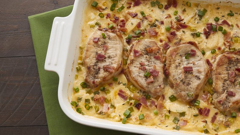 Pork Chops with Cheesy Scalloped Potatoes