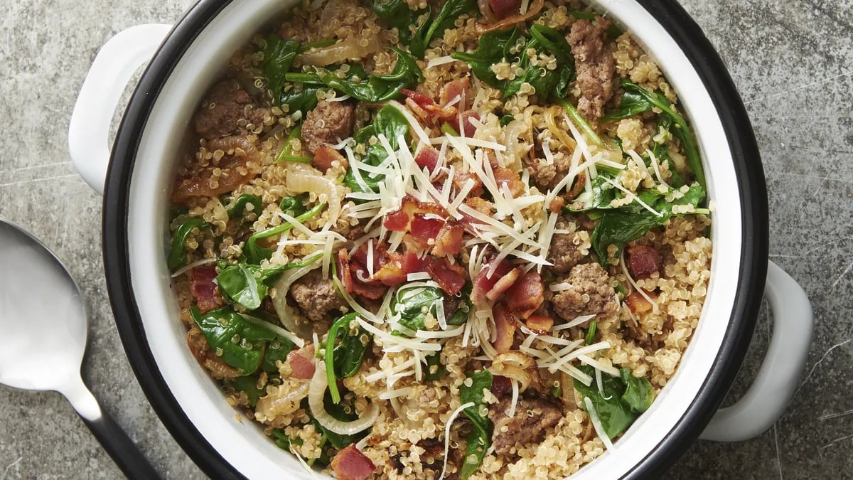 Beefy Bacon Quinoa One-Pot