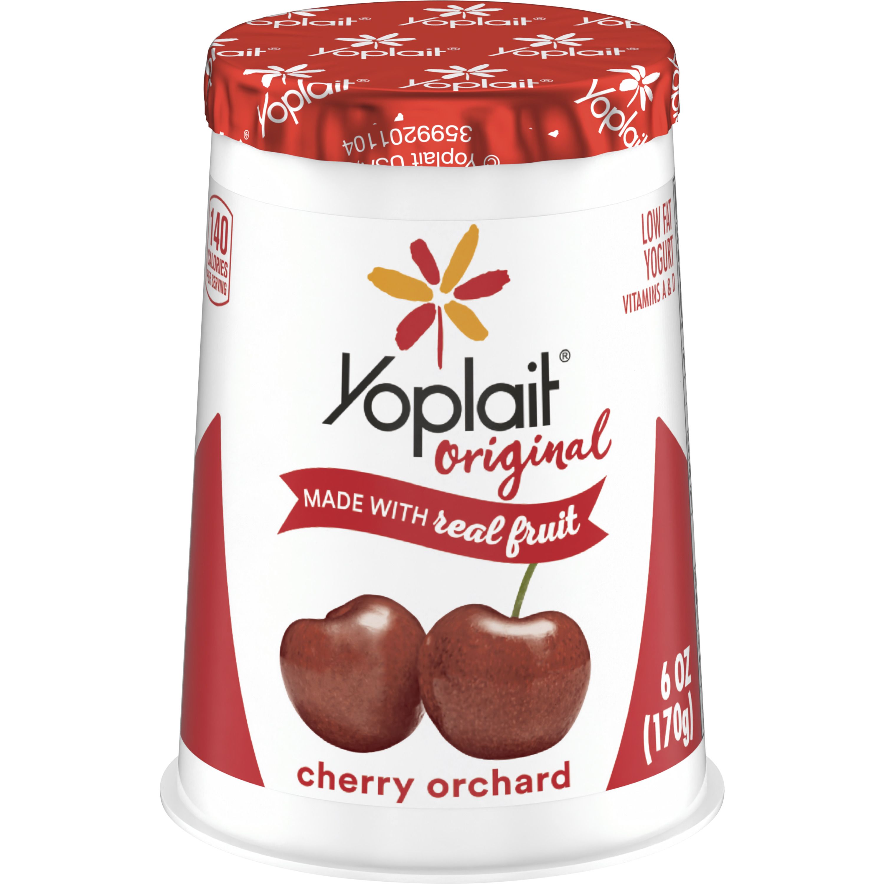 Front - 3D Yoplait Original Yogurt Single Serve Cup Cherry Orchard 12/6 OZ