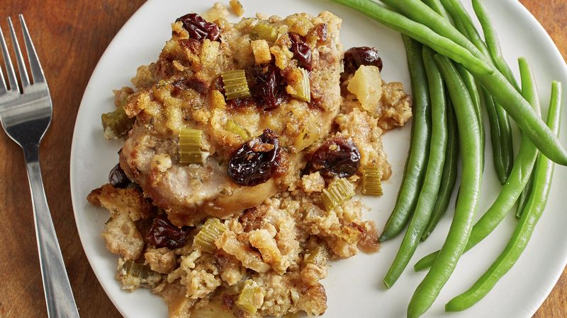Slow-Cooker Pork Chops with Apple-Cherry Stuffing