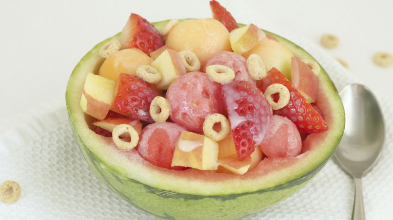 Fruit Salad with Condensed Milk and Cheerios™