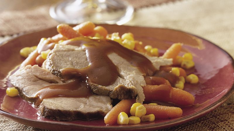 Slow-Cooker Glazed Pork Roast with Carrots and Corn Recipe - BettyCrocker.com
