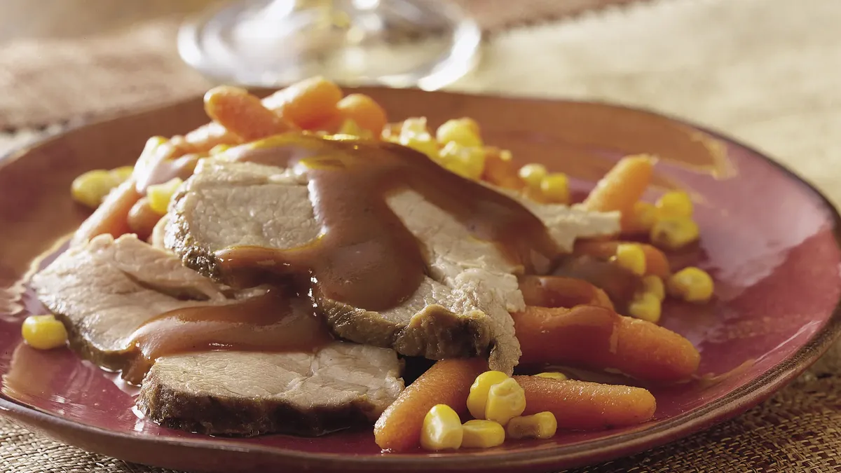 Slow-Cooker Glazed Pork Roast with Carrots and Corn