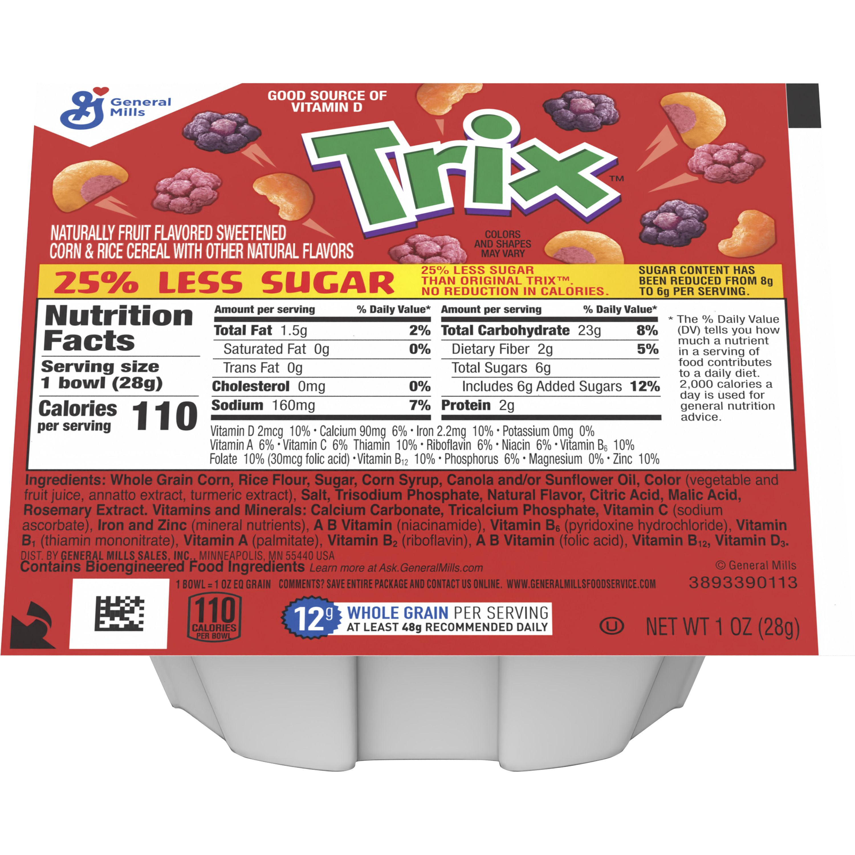 Trix Cereal 25 Less Sugar Single