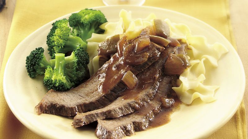 Slow-Cooker Brisket with Chunky Mustard BBQ Sauce