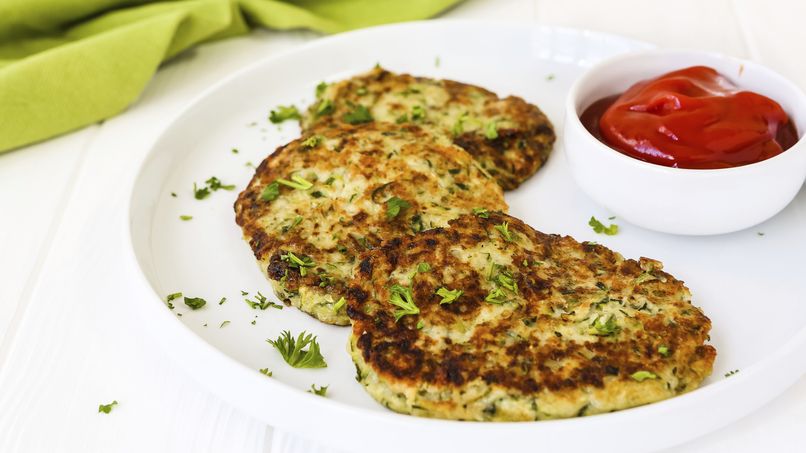 Zucchini Fritters with Tomato Sauce