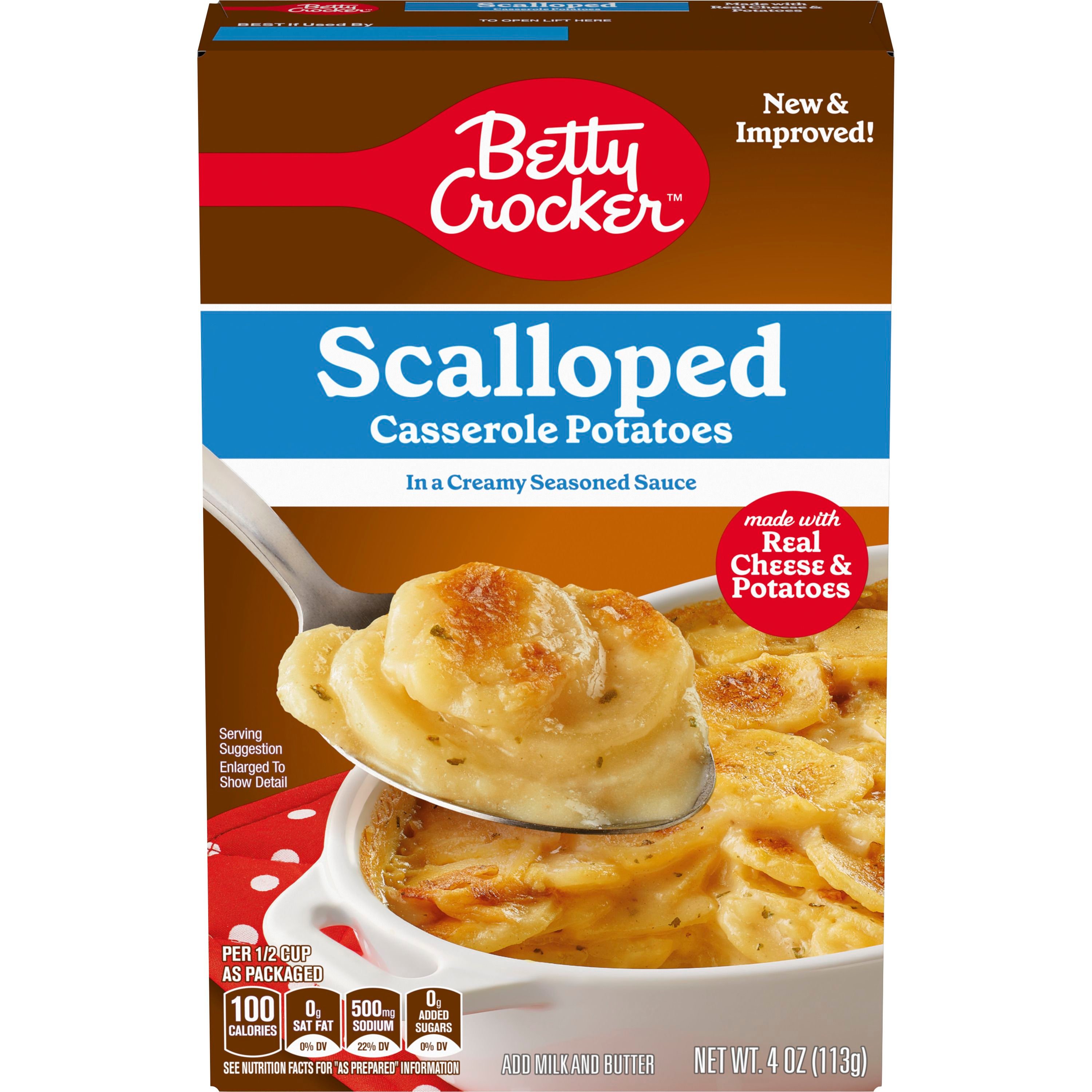 Betty Crocker Scalloped Casserole Potatoes, Made with Real Cheese, 4 oz Box - Front