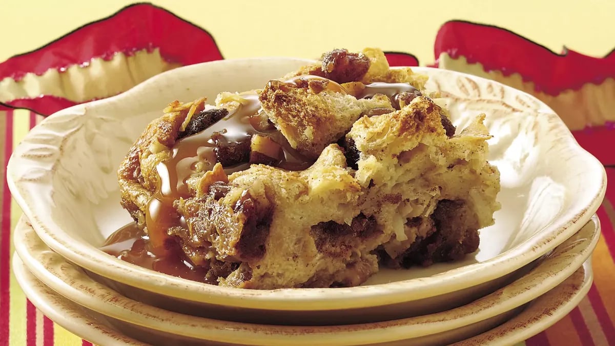 Mocha Bread Pudding with Caramel Topping